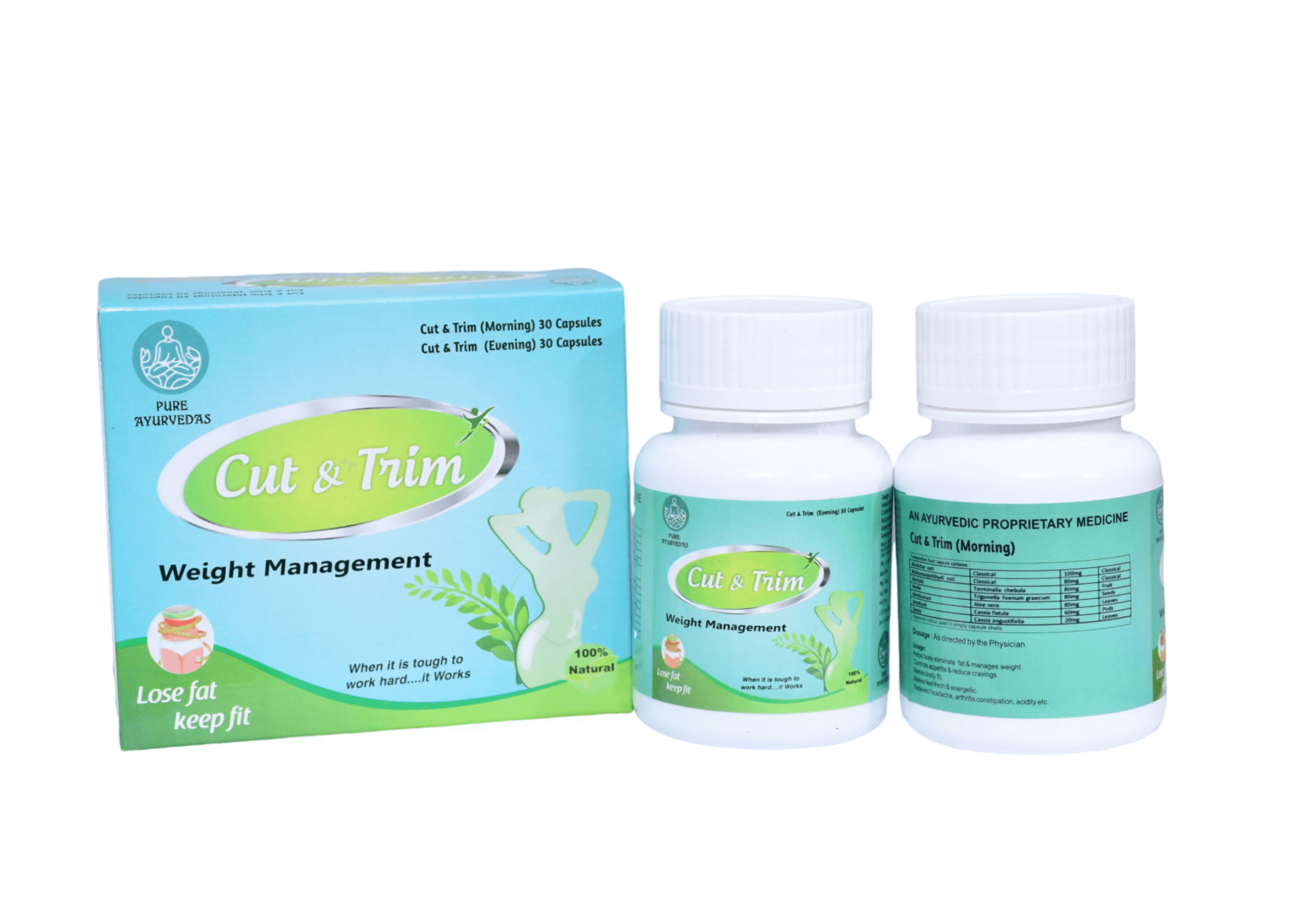 Cut & Trim – Ayurvedic Weight Management Capsules (Morning & Evening) - Image 2